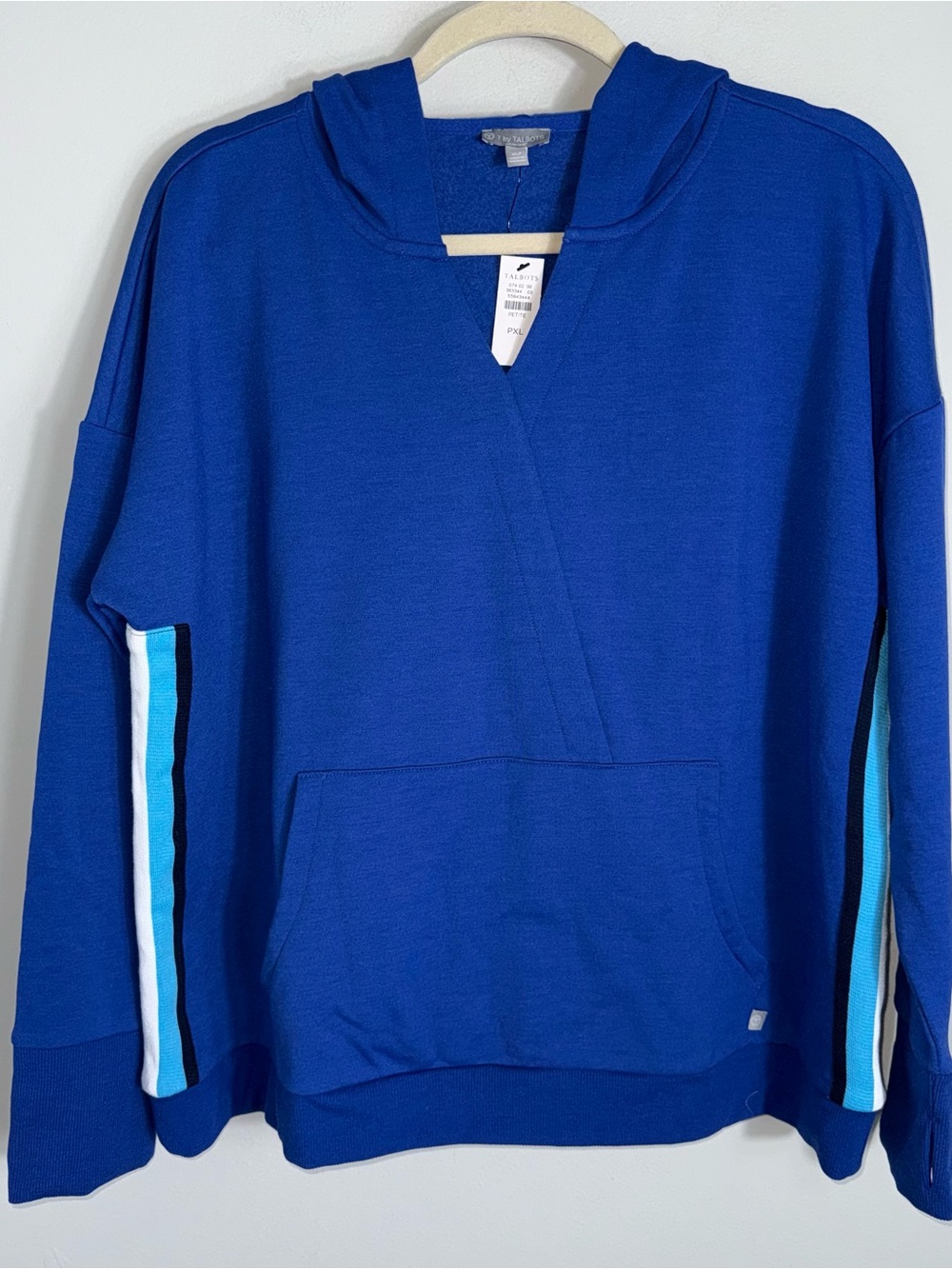 T By Talbots Women's Hooded Pullover Sweatshirt-Blue-Size Petite XL PXL-NWT
